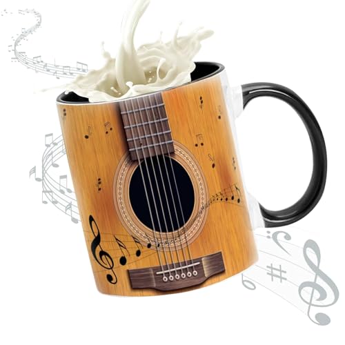 KARPIX Musik Tasse Keramik Kaffeetassen Gitarren Motiv Kaffeebecher, Geschenkidee Gitarrist Kaffeebecher Für Musiklieber, 350ML (A) von KARPIX