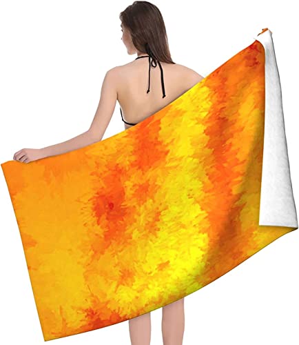 KATATI Orange Gelb Strandtuch 90x180 cm, Weich Schnell Trocknen Microfaser Handtücher, 3D Strandhandtuch Orange Gelb Badetuch Strandlaken Handtuch, Herren Frauen Badetücher von KATATI