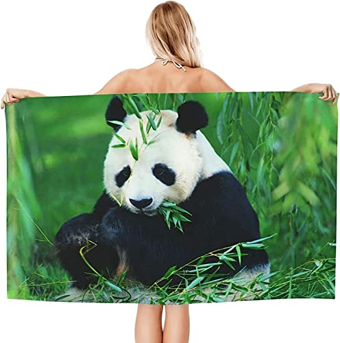 KATATI Panda Strandtuch 90x180 cm, Weich Schnell Trocknen Microfaser Handtücher, 3D Strandhandtuch Panda Badetuch Strandlaken Handtuch, Herren Frauen Badetücher von KATATI