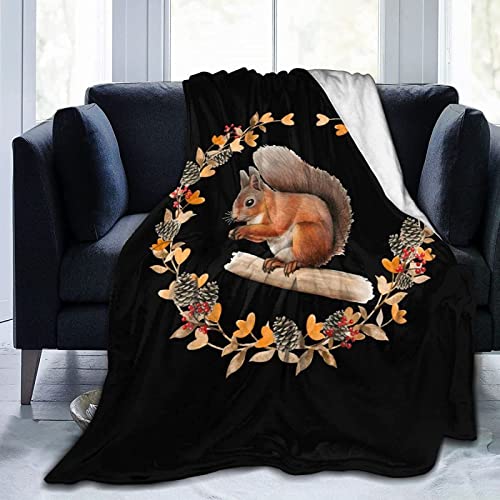 Kuscheldecke Eichhörnchen, Flauschig Weich und Warme Fleecedecke für Bett Couch, 3D Decke Eichhörnchen Flanelldecke Sofadecke Wohndecke 150x180 cm von KATATI