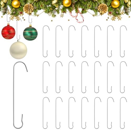 KATELUO Weihnachtskugel Aufhänger, 120 Stück Christbaumkugeln Haken, Haken für Weihnachtsbaumschmuck, Kugelaufhänger für Christbaumkugeln, Kugelaufhänger C-Haken für Weihnachtsdekorationen (Silber) von KATELUO