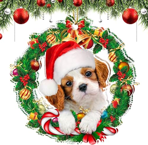Welpe Weihnachtsschmuck, Hunde Weihnachtsschmuck, Hunde Baumschmuck, Acryl Hund Hängende Ornamente, Weihnachtsanhänger, Weihnachtshunde Baumschmuck, Acryl Hunde Weihnachtsbaum von KATELUO