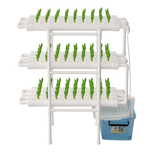 KAUITOPU 3 Schichten Hydroponicsystem, Hydroponic Grow Kit mit Timing Device PVC Hydroponic Pipe 108 Löcher 12 Rohre von KAUITOPU