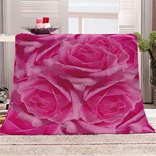 Kuscheldecke 150x200 Rose, Flanell Fleecedecke Weiche und Warme Decke 3D Rosarot, als Sofadecke Wohndecke Tagesdecke Wolldecken, für Kinder Erwachsene von KAYAMU