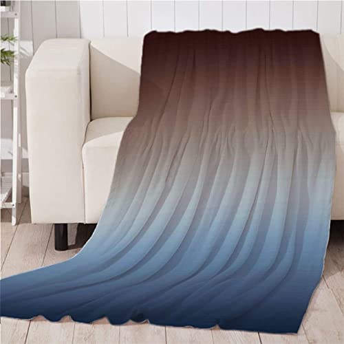 Kuscheldecke 220x240 Braun Blau, Flanell Fleecedecke Weiche und Warme Decke 3D Einfach, als Sofadecke Wohndecke Tagesdecke Wolldecken, für Kinder Erwachsene von KAYAMU