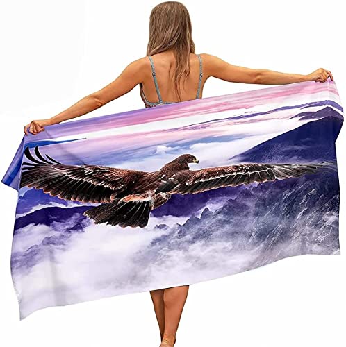 Mikrofaser Handtuch Adler 70x150 cm, 3D Strandtuch Adler Badetuch Schnelltrocknend Handtücher Strandhandtuch für Kinder und Herren und Damen von KAYAMU
