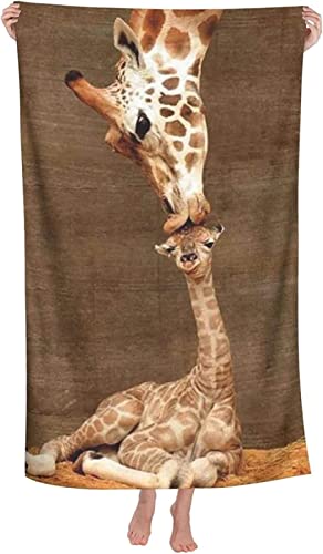 Mikrofaser Handtuch Giraffe 80x160 cm, 3D Strandtuch Interessant Leicht Sauna Badetuch Schnelltrocknend Handtücher Sandfreies Strandhandtuch für Kinder und Herren und Damen von KAYAMU