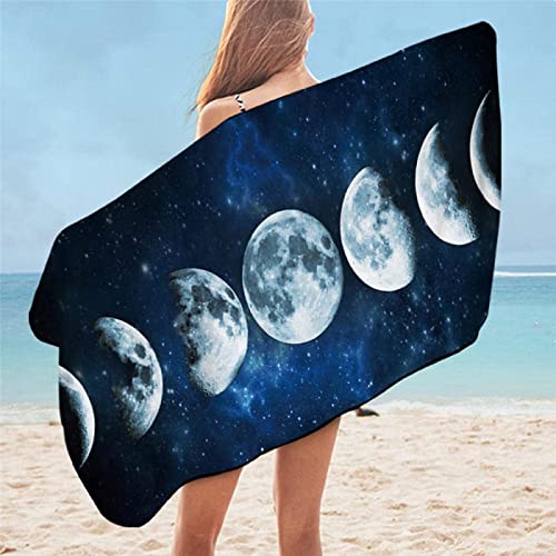 Mikrofaser Handtuch Mond Groß 90x180 cm, 3D Strandtuch Mondfinsternis Badetuch Schnelltrocknend Handtücher Strandhandtuch für Kinder und Herren und Damen von KAYAMU