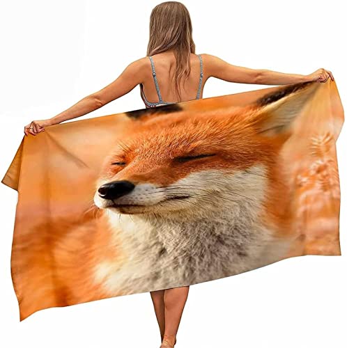 Mikrofaser Handtuch Orangefarbener Fuchs Groß 90x180 cm, 3D Strandtuch Fuchs Badetuch Schnelltrocknend Handtücher Strandhandtuch für Kinder und Herren und Damen von KAYAMU