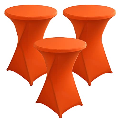 KAYBTNT 3er Set Stretch Stehtisch Hussen Ø 60/80 cm - Bistrotische Stehtischhussen, Pflegeleicht Abwischbar Schnelltrocknend, Hochwertige Tischhussen für Stehtische,Orange,80cm/32inch von KAYBTNT