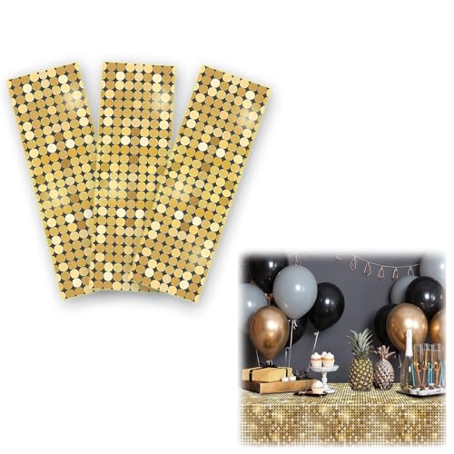 KAYEF 3 Party-Tischdecken, Plastik-Tischdecken mit goldenen Pailletten, dekorative Tischdecken geeignet für Hochzeit, Baby-Begrüßungsparty, Geburtstagsfeier Dekoration (137 * 274cm) von KAYEF