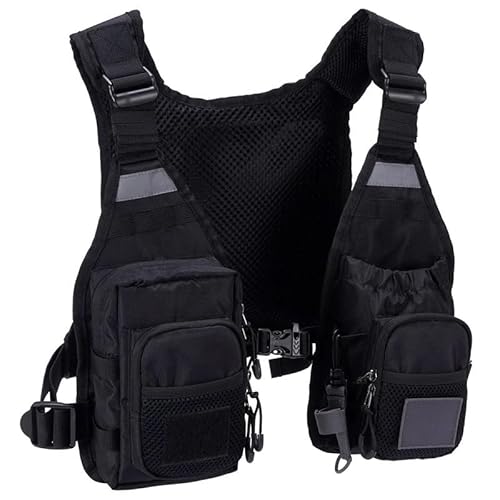 KCHYCV Ultraleichte Fliegenfischerweste for Herren und Damen, tragbarer Brustrucksack, Einheitsgröße, passend for die meisten (Color : Black) von KCHYCV