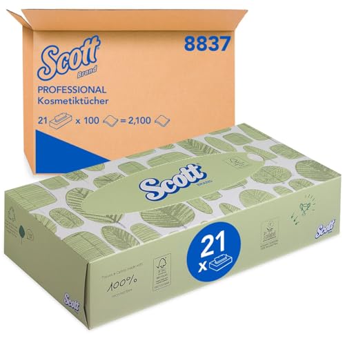 KCP 8837 Scott Gesichtstuch, weiß (1 Packung mit 100 Blatt) von Scott