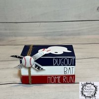 Baseball Mini Holz Bücherstapel/Bücher Einstand Fledermaus Home Run Regal Sitter von KCRusticDesignsCo