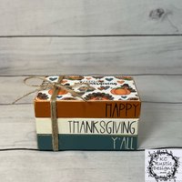 Thanksgiving Mini Buch Stapel/Tier Tablett Dekor Bauernhaus Truthahn Herbst von KCRusticDesignsCo