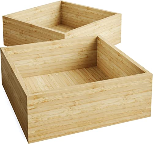 KD Essentials 2x S Aufbewahrungsbox & Ordnungsbox, plastikfrei & umweltfreundliche Box 100% FSC Bambus, stapelbar & robust – Organizer Box für Ordnung in Küche, Büro, Kinderzimmer, Haushalt, Holzbox von KD Essentials