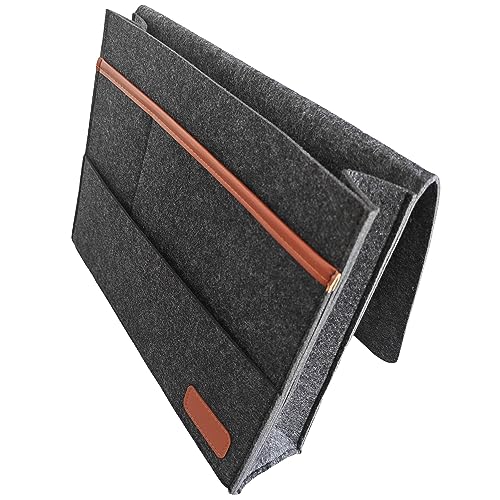 Sessel Organizer & Bettkanten-Tasche für Bett, Stuhl, Sessel – praktische Aufbewahrungstasche für Bücher, Zeitschriften, Tablet, Fernbedienung, aus weichem Filz in elegantem Grau – von KD Essentials von KD Essentials