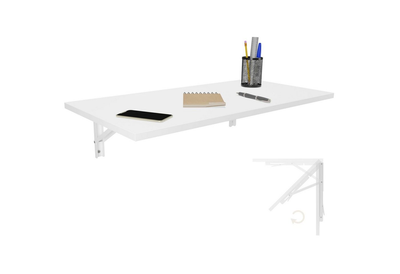 KDR Produktgestaltung Klapptisch 80x40 Wandklapptisch Esstisch Küchentisch Schreibtisch Wand Tisch, Weiß von KDR Produktgestaltung