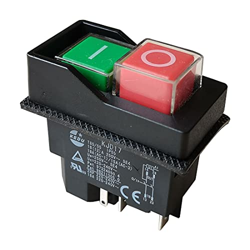 KEDU Wasserdichte elektromagnetische Drucktastenschalter für Industriewerkzeuge und Elektrowerkzeuge 16(12) A 250V 18A(AC-1)/15A(AC-3) 2HP 220-240V 5E4(KJD17-5Pins-250V) von KEDU