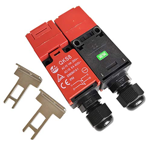 KEDU Sicherheit Schlüsselschalter NC NO Zweipolig Maschine Verriegelung Türschalter 250V/400V QKS8, 2-Pack (F2， M16) von KEDU