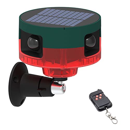 KEEDA Solar 129dB Sound & Blitzlicht 360° Bewegungssensor Alarm, Aufzeichnung Benutzerdefinierter Nachrichten Sirene Security Alert System für Bauernhof Obstgarten Garten (Rot) von KEEDA