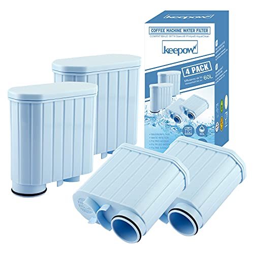 KEEPOW 4er Set Kaffeemaschinen Wasserfilter kompatibel mit Philips AquaClean CA6903/10, CA6903/22, CA6903/00, Kaffeefilter für Saeco und kompatible Maschinen mit AquaClean-Aufkleber am Wassertank von KEEPOW