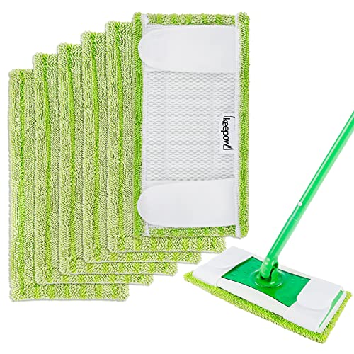 KEEPOW 6 Ersatzbezug für Swiffer Floor Mop l für Hartnäckige Flecken l Nachhaltige Mikrofaser Wischbezug für Nass- & Trockenmopps l 6 Stück von KEEPOW