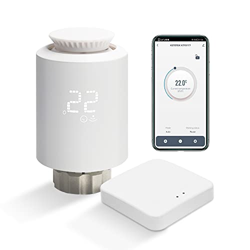 Elektronisches Smart Heizkörperthermostat Set mit Zigbee Gateway WiFi Starter Kit Programmierbare Thermostate WiFi Intelligente Heizungssteuerung per Alexa von KETOTEK