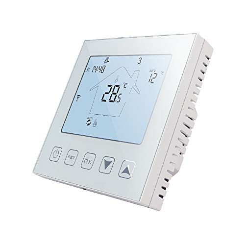 KETOTEK Smart Thermostat Fussbodenheizung Elektrisch WiFi 16A Kompatibel mit Alexa, Digital Raumthermostat Fußbodenheizung WLAN APP Steuerung mit fühler Weiß von KETOTEK