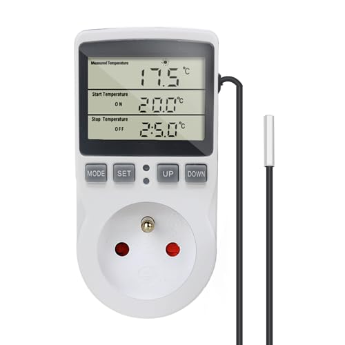 KT3100 Digitaler Thermostat, Temperaturregler, Steckdose 230 V, 16 A, mit Sensor, 3 m, Heizung, Kühlschrank, Thermostat, Regler für Gewächshaus, Reptilien, Terrarium, Haus von KETOTEK