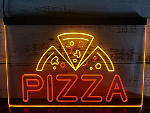 KEYQEEN LED-Leuchtreklame, benutzerdefinierte Pizza-Laden-Neonlichter für Fast-Food-Restaurants 3D-Wanddekoration Leuchtschild USB-Nachtlichter,Red Yellow,40x30cm von KEYQEEN