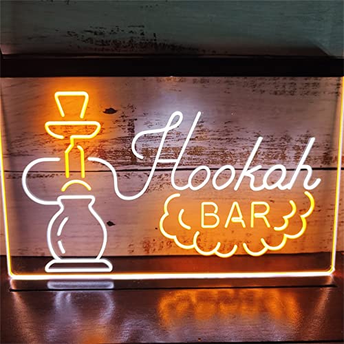 KEYQEEN LED-Leuchtreklame der Shisha-Bar, benutzerdefinierte Shisha-Shop-Neonlichter für die Wanddekoration, Leuchtschild, USB-Nachtlichter,White orange,40x30cm von KEYQEEN