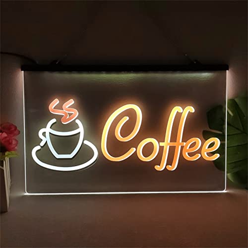 KEYQEEN LED-Neonschild „Coffee Cup Shop, individuelle Café-Mehrfarben-Neonlichter für Wanddekoration, USB-betriebenes Leuchtschild, Nachtlichter,30x20cm von KEYQEEN