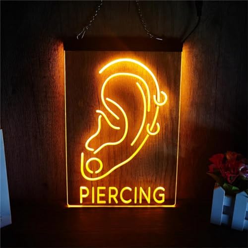 KEYQEEN Piercing LED Neonschild, 24-Tasten-Fernbedienung Dimmen Beauty Shop Neonlichter für Wanddekoration USB Leuchtschild Nachtlichter,40x30cm von KEYQEEN