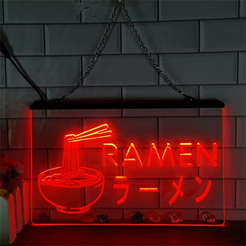 KEYQEEN Ramen LED-Leuchtreklame, benutzerdefinierte Restaurant-Nudel-Shop-USB-Neonlichter, Wandbehangbeleuchtung, leuchtendes Schild,Rot,40x30cm von KEYQEEN