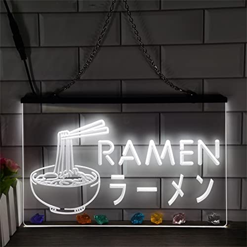 KEYQEEN Ramen LED-Neonschild, japanischer Nudelladen, RGB-Ferndimmung von Neonlichtern für Wanddekoration, USB-Leuchtschildanzeige,30x20cm von KEYQEEN
