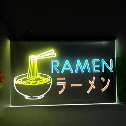 KEYQEEN Ramen-Neonschild, japanischer Nudelladen, mehrfarbige LED-Neonlichter für Wanddekoration, USB-betriebenes Leuchtschild,40x30cm von KEYQEEN