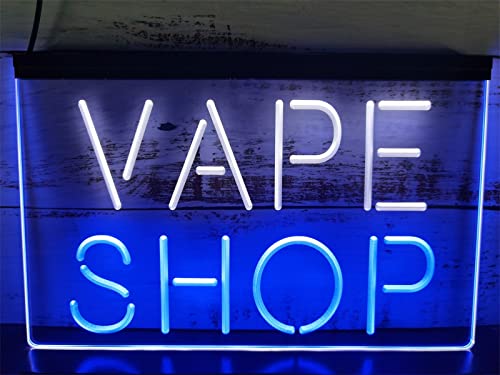 KEYQEEN Vape Shop LED-Leuchtreklame, benutzerdefinierte Business-Bar-Neonlichter für die Wanddekoration, Leuchtschild-Nachtlichter,White Blue,40x30cm von KEYQEEN