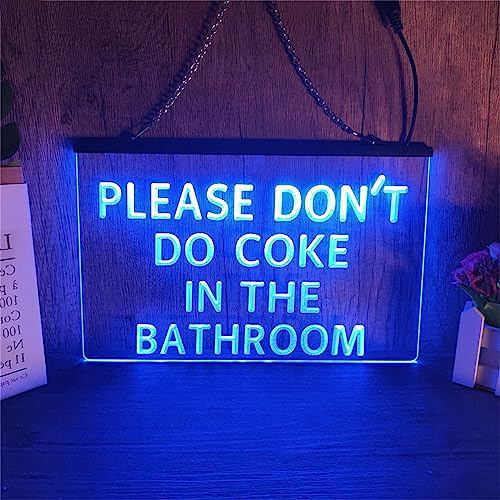 KEYQEEN Please Dont Do Coke in The Bathroom LED-Neonschild, Raumwanddekoration, RGB-Ferndimmung, USB-Neonlichter, 3D-Leuchtschild,30x20cm von KEYQEEN