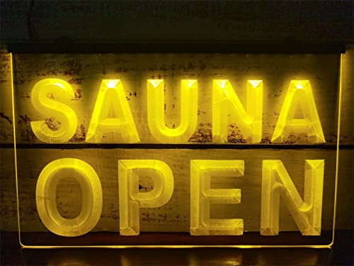 Sauna-Shop-Leuchtreklame, benutzerdefinierte LED-Nachtlichter, leuchtende Schilder zum Aufhängen an der Wand, USB-betriebene Neonlichter mit Schalter,Gelb,40x30cm von KEYQEEN