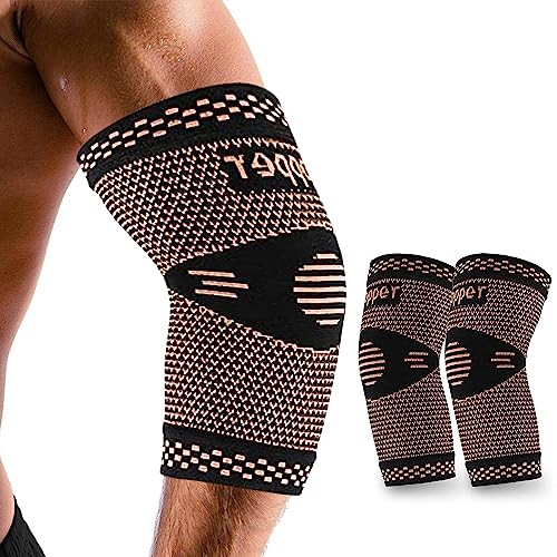 2 Stück Ellenbogenbandage, Professionelle Kupfer Ellenbogenbandage, Tennisarm bandage für Damen Herren, Bandage ellenbogen geeignet Arthritis, Sehnenentzündung, Golfer- Ellenbogen (M) von KFDDRN