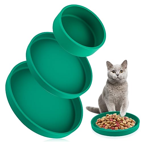 Futternapf für Katzen [Natürliches Silikon] DREI Größen (Mehrzweck) | Katzennapf | Katzenschüssel für Trockenfutter und Nassfutter | Wasserschale (Grün) von KFDDRN