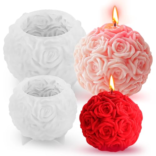 Kerzenform Silikon, Rose Blume Kerzenform, 3D DIY Silikonform Kerzen Gießen Formen, Seifenherstellung Formen für Duftkerze Valentinstag Dekorative Ornamente von KFDDRN