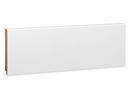 KGM Sockelleiste Modern – Weiß folierte MDF Fußbodenleiste – Maße: 2400 x 16 x 100 mm – 1 Stück von KGM