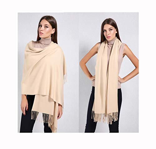 Kgm Luxuriöser Pashmina-Schal, extragroß, superweich, Wollmischgewebe, Hijab (Beige) von KGM