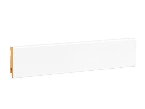 KGM Sockelleiste Hochglanz Modern – Weiß folierte MDF Fußbodenleiste – Maße: 2400 x 16 x 58 mm – 1 Stück von KGM
