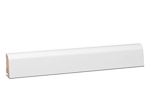 KGM Sockelleiste ExPress-45 Profil – Fußbodenleiste Fichte Massivholz weiß foliert RAL9016 – Maße: 2400 x 20 x 45 mm – 1 Stück von KGM