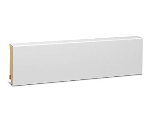KGM Sockelleiste Express Modern – Weiß folierte MDF Fußbodenleiste – Maße: 2400 x 19 x 80 mm – 1 Stück von KGM