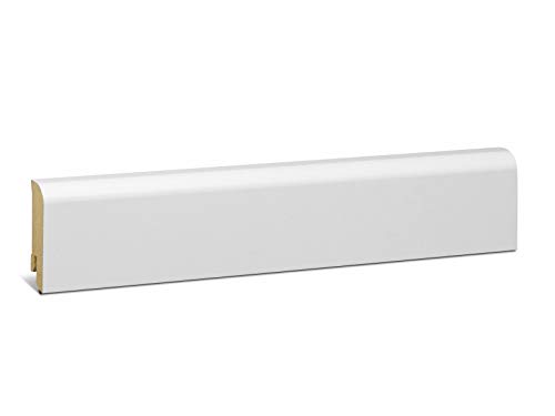 KGM Sockelleiste Oben Rund – Weiß folierte MDF Fußbodenleiste – Maße: 2400 x 18 x 58 mm – 1 Stück von KGM