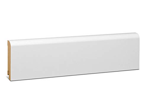 KGM Sockelleiste Oben Rund – Weiß folierte MDF Fußbodenleiste – Maße: 2400 x 18 x 78 mm – 1 Stück von KGM